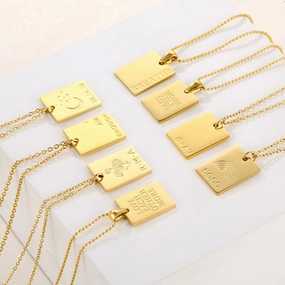 Wholesale Letter Square Tag Titanium Steel Necklace