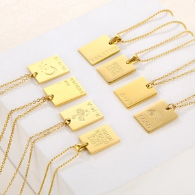 Wholesale Letter Square Tag Titanium Steel Necklace