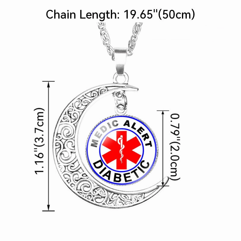 Wholesale Life Star Moon Necklace Medical Signs Diabetic Diabetes Warning Necklace
