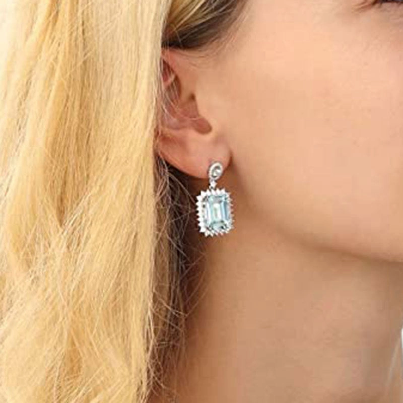 Wholesale Light Luxury Square Zircon Copper Earrings