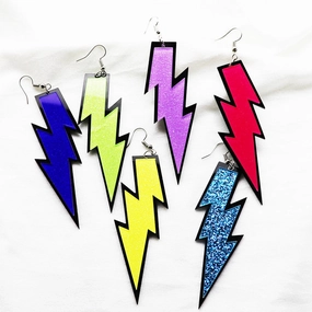 Wholesale Lightning Exaggerated Long Silver Needle Acrylic Earrings