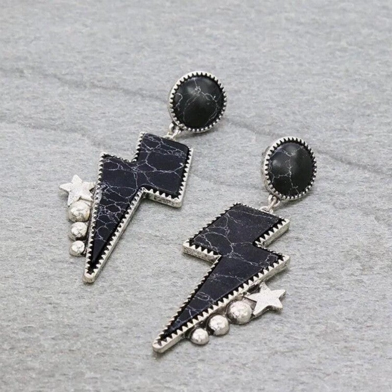 Wholesale Lightning Strike Lightning Turquoise Alloy Earrings