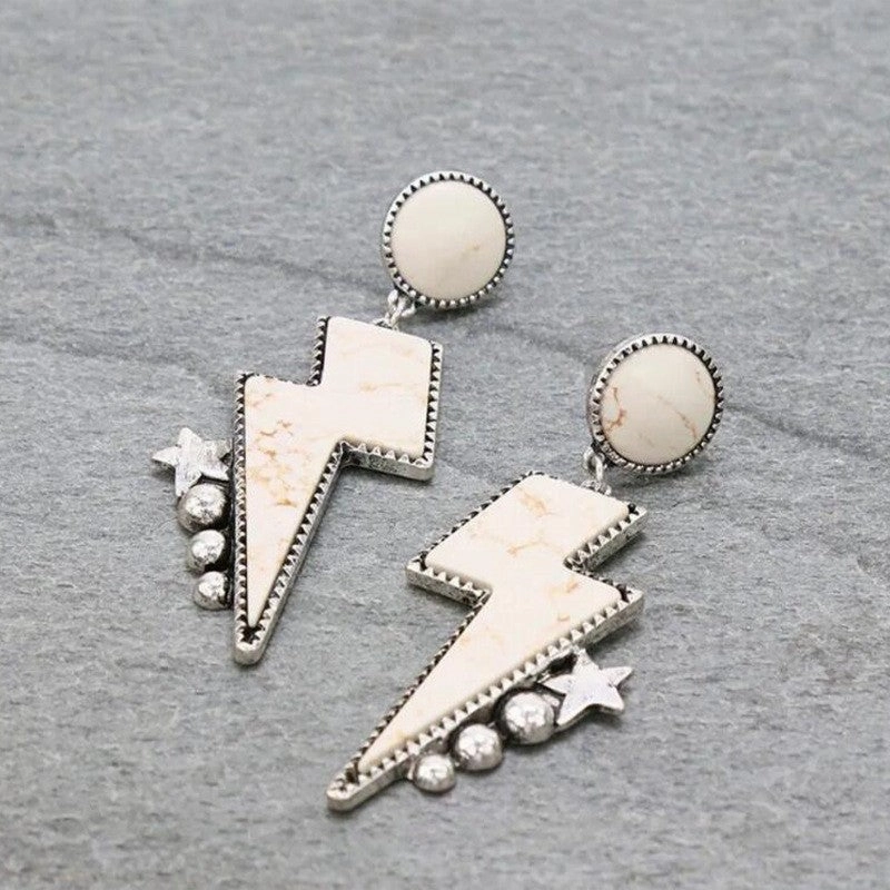 Wholesale Lightning Strike Lightning Turquoise Alloy Earrings