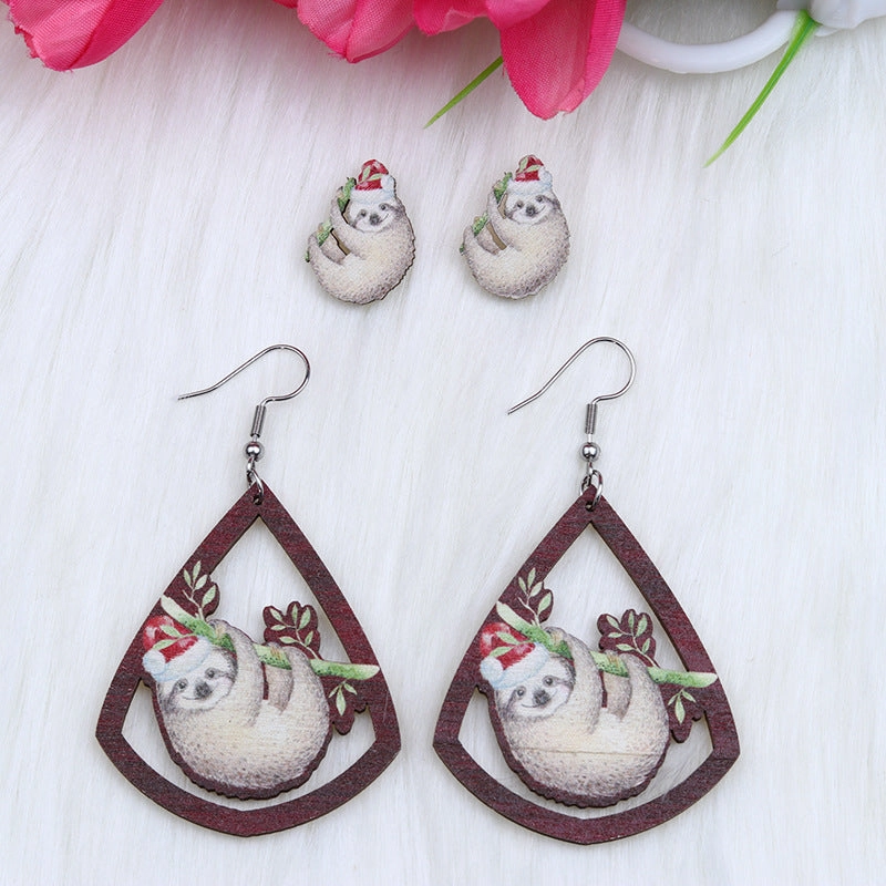 Wholesale Lips Car Butterfly Sloth Water Drop Shape Wood Earrings