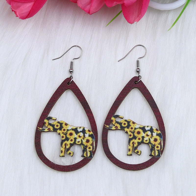 Wholesale Lips Car Butterfly Sloth Water Drop Shape Wood Earrings