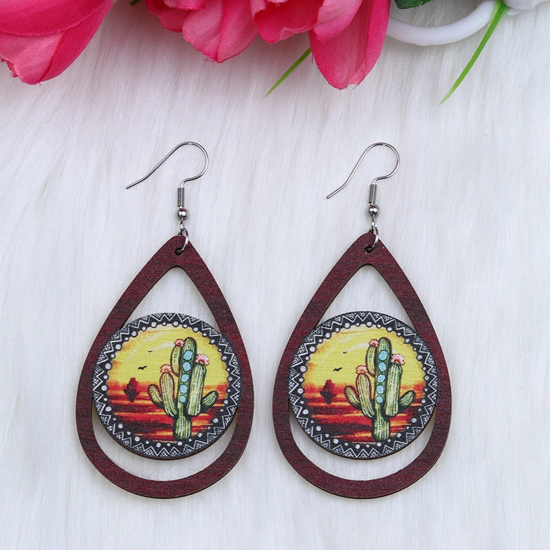 Wholesale Lips Car Butterfly Sloth Water Drop Shape Wood Earrings