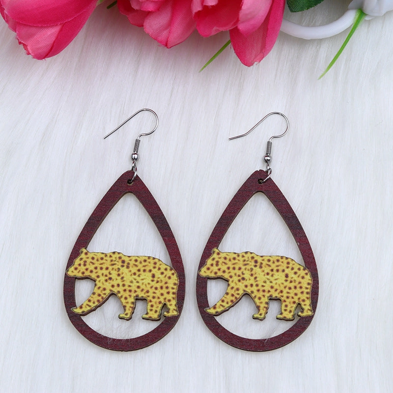 Wholesale Lips Car Butterfly Sloth Water Drop Shape Wood Earrings