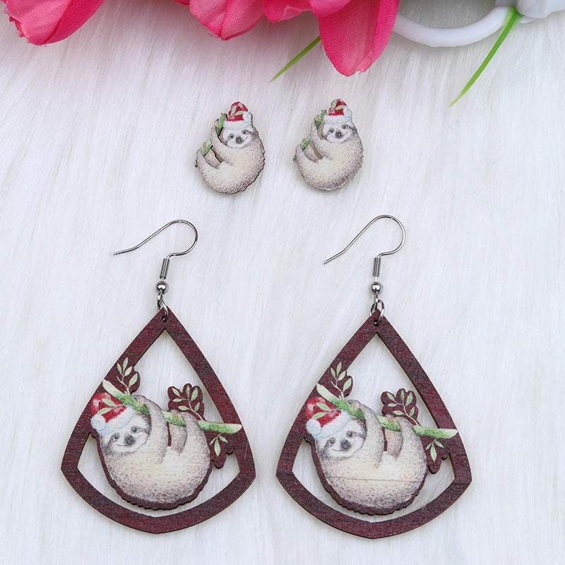 Wholesale Lips Car Butterfly Sloth Water Drop Shape Wood Earrings