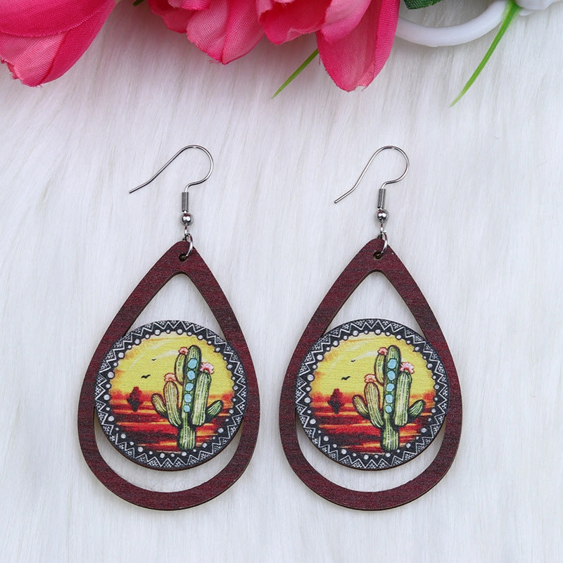 Wholesale Lips Car Butterfly Sloth Water Drop Shape Wood Earrings