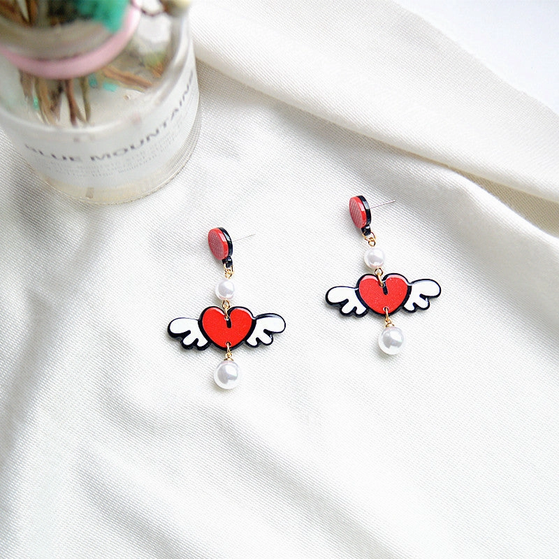 Wholesale Lipstick Heart Letter Acrylic Earrings
