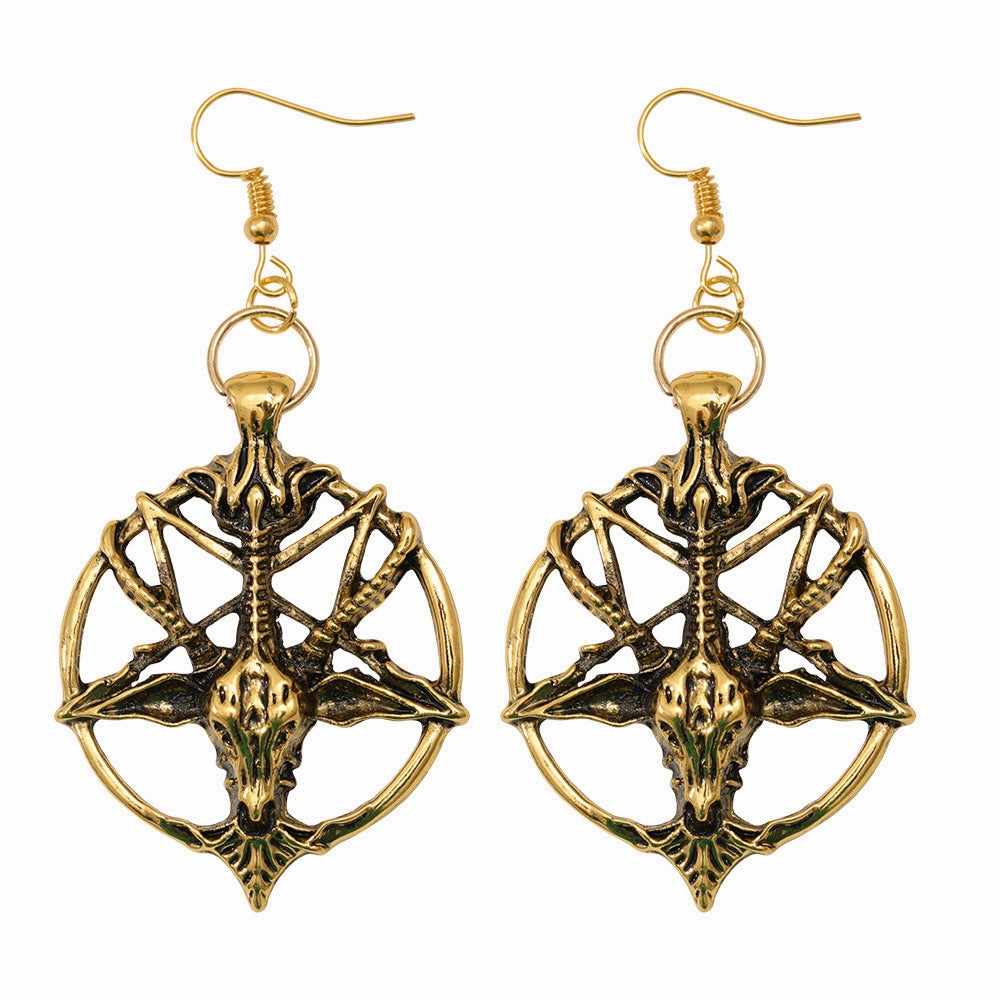 Wholesale Literary Skull Head Sheep Head Demon God Earrings