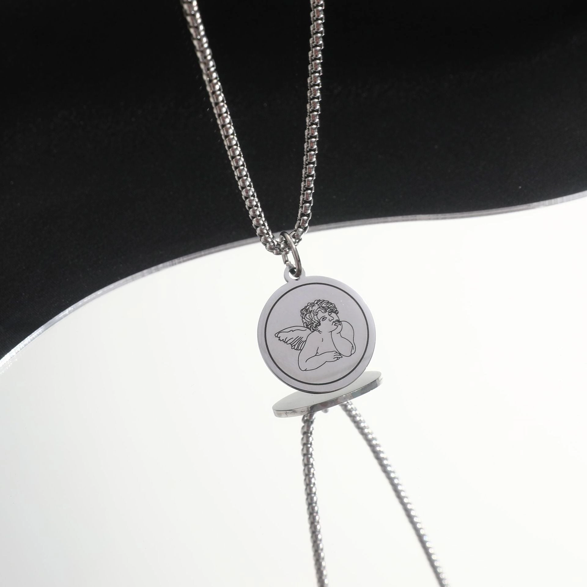Wholesale Little Angel Titanium Steel Chain No Fading Sweater Necklaces
