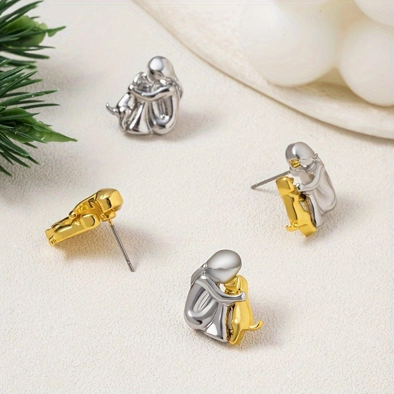 Wholesale Little Girl Hugging Dog Stud Earrings