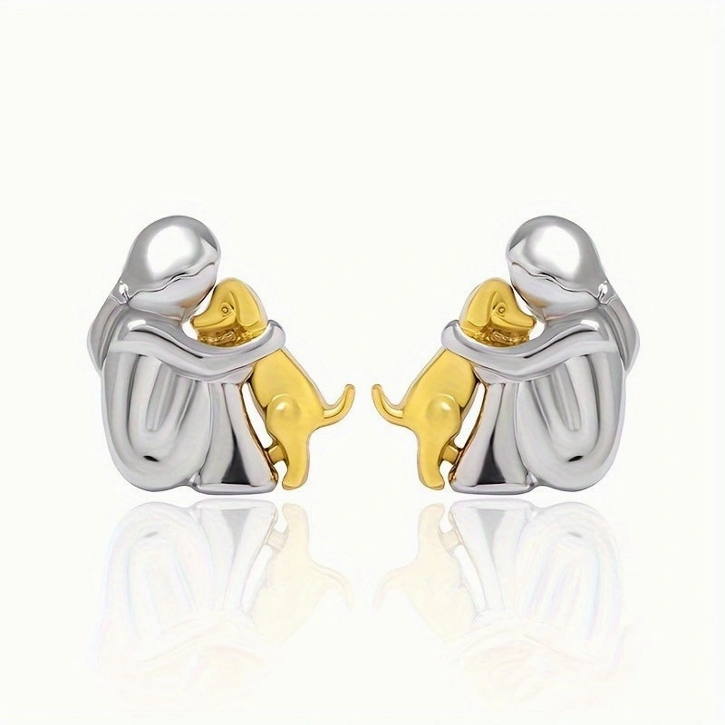 Wholesale Little Girl Hugging Dog Stud Earrings