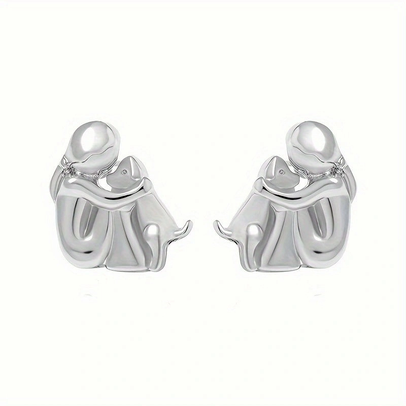 Wholesale Little Girl Hugging Dog Stud Earrings