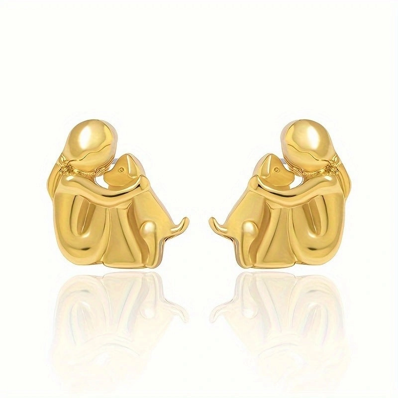 Wholesale Little Girl Hugging Dog Stud Earrings