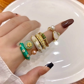 Wholesale Little Rabbit Pearl Alloy Rings