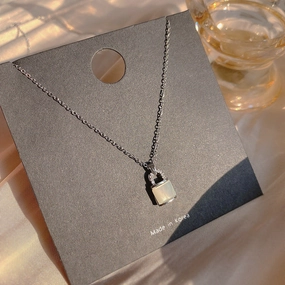 Wholesale Lock Metal Pendant Diamond Titanium Steel Necklace