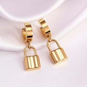 Wholesale Lock  Stainless Steel Earrings Ins18K Gold Earrings