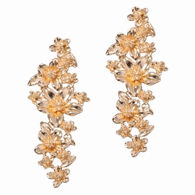 Wholesale Long Alloy Hollow Flower Earrings