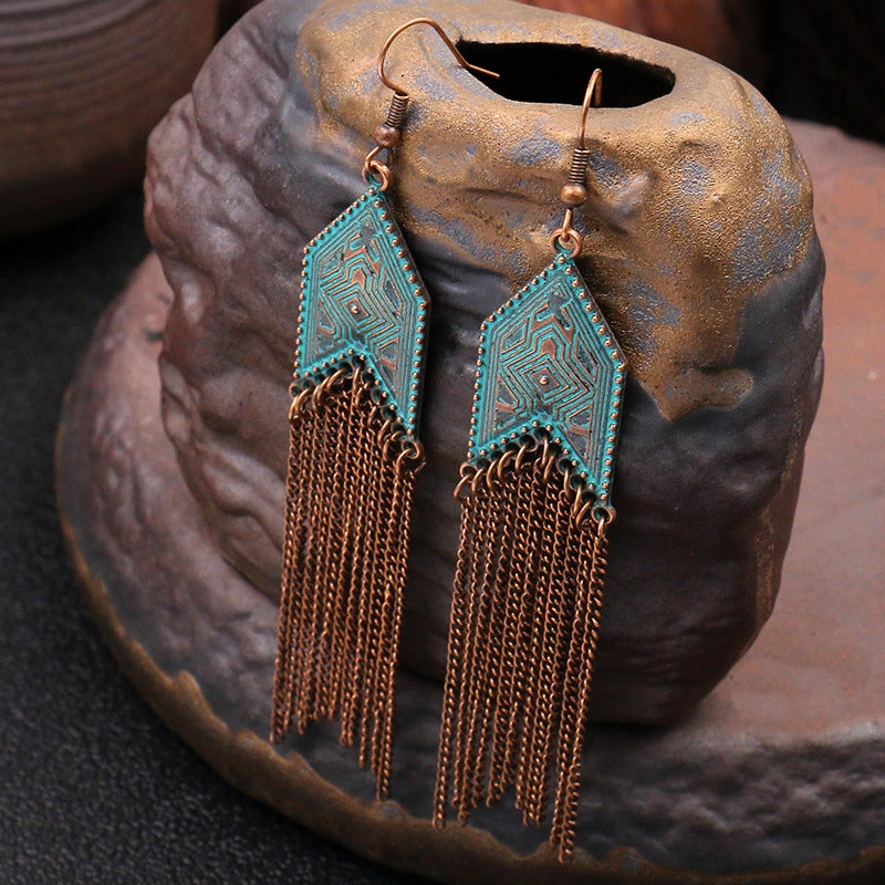 Wholesale Long Arrow Chain Tassel Geometric Earrings