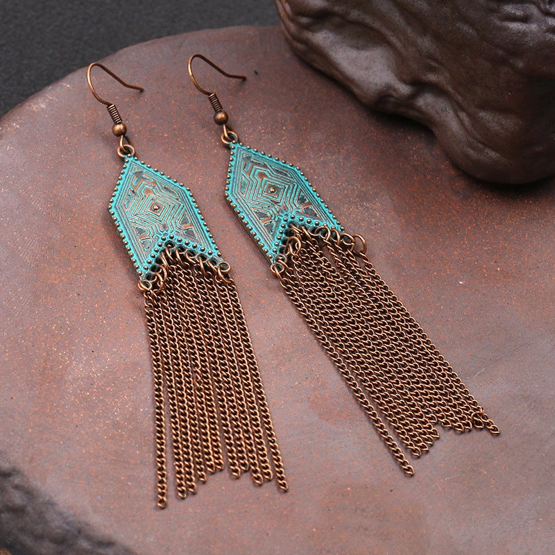 Wholesale Long Arrow Chain Tassel Geometric Earrings