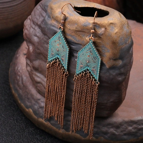 Wholesale Long Arrow Chain Tassel Geometric Earrings