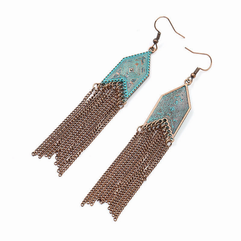 Wholesale Long Arrow Chain Tassel Geometric Earrings