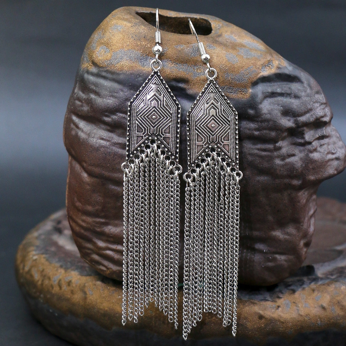 Wholesale Long Arrow Chain Tassel Geometric Earrings