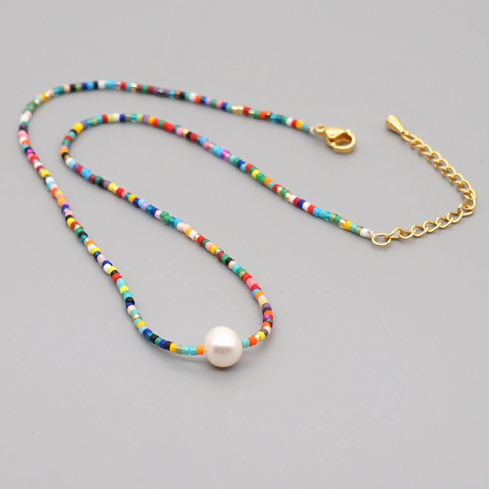 Wholesale Long Colored Rice Beads Millet Beads Pearl Necklace