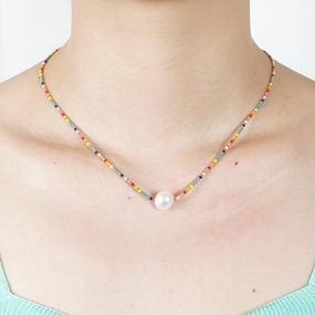 Wholesale Long Colored Rice Beads Millet Beads Pearl Necklace