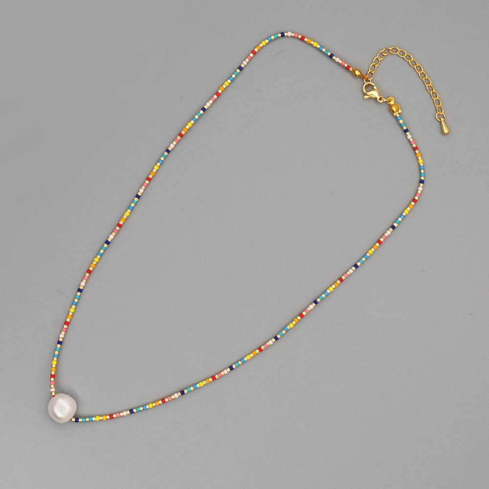 Wholesale Long Colored Rice Beads Millet Beads Pearl Necklace