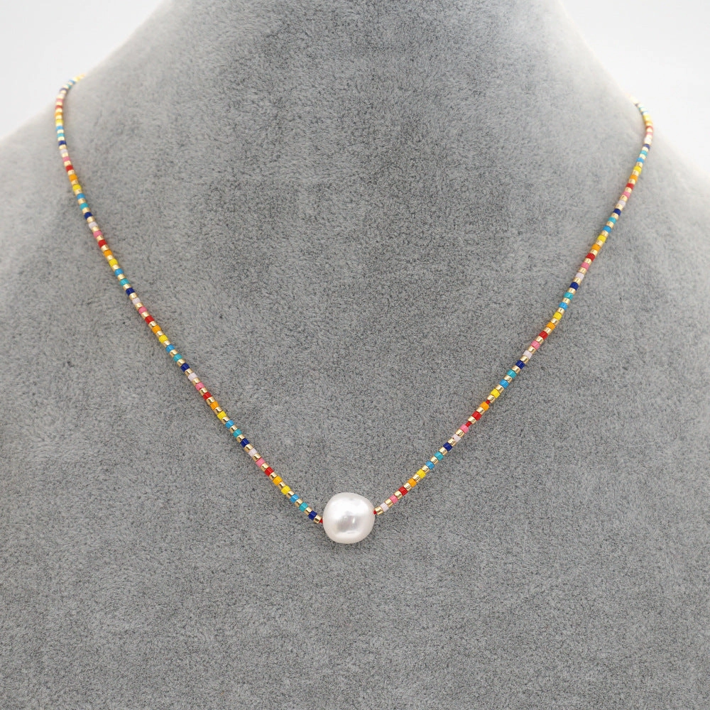 Wholesale Long Colored Rice Beads Millet Beads Pearl Necklace