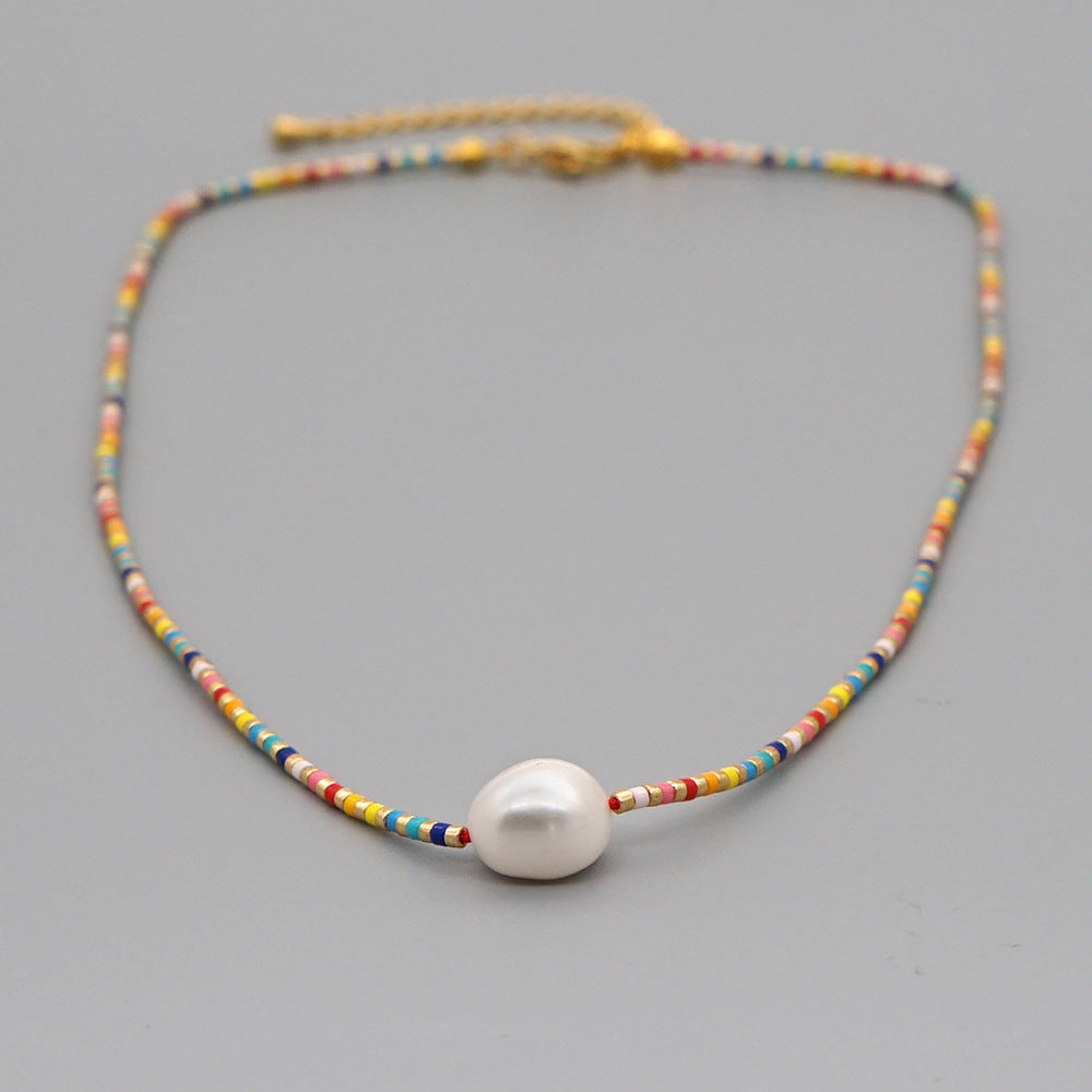 Wholesale Long Colored Rice Beads Millet Beads Pearl Necklace