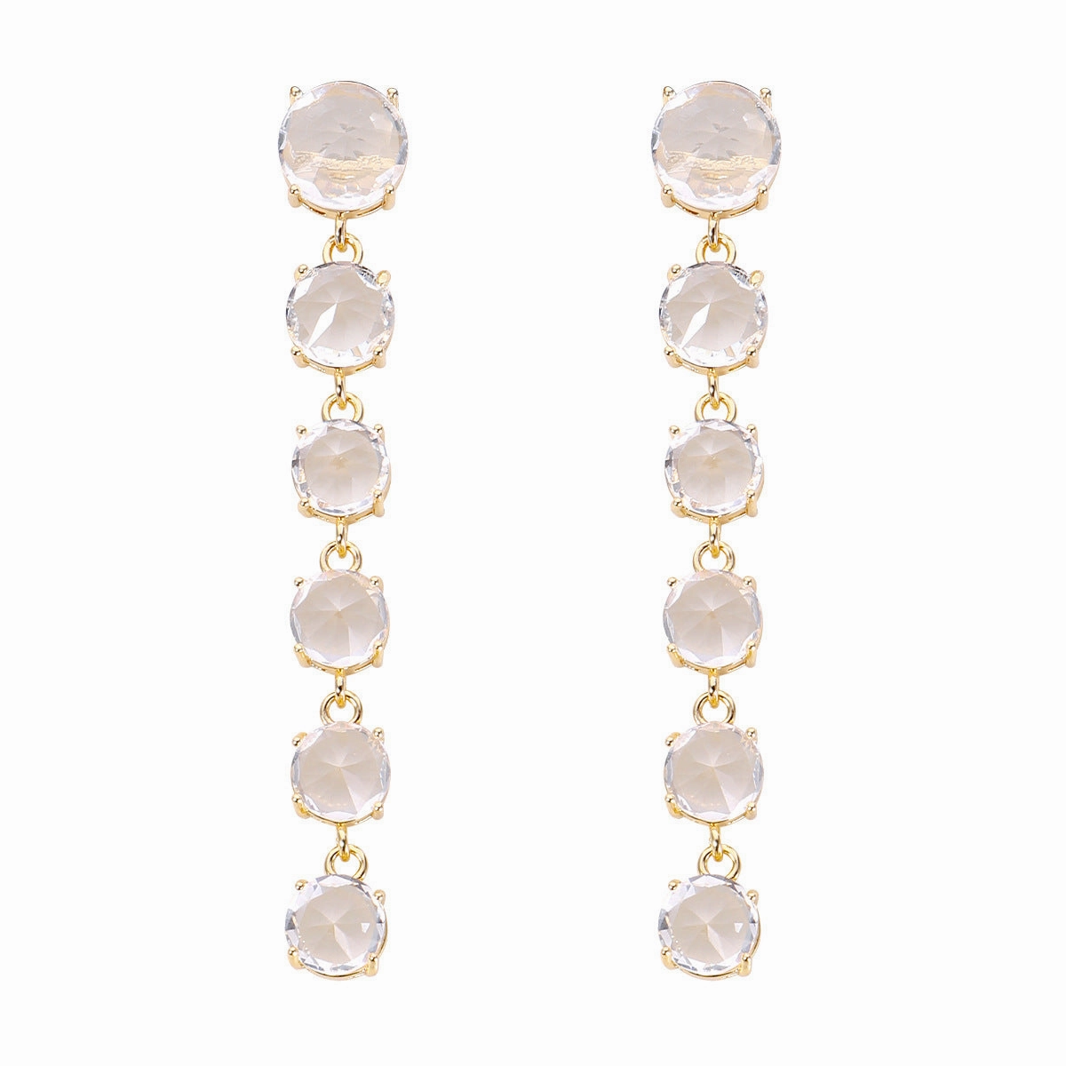 Wholesale Long Copper Zirconium Inlaid Colored Water Zircon Earrings