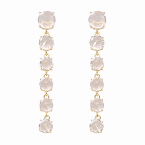 Wholesale Long Copper Zirconium Inlaid Colored Water Zircon Earrings