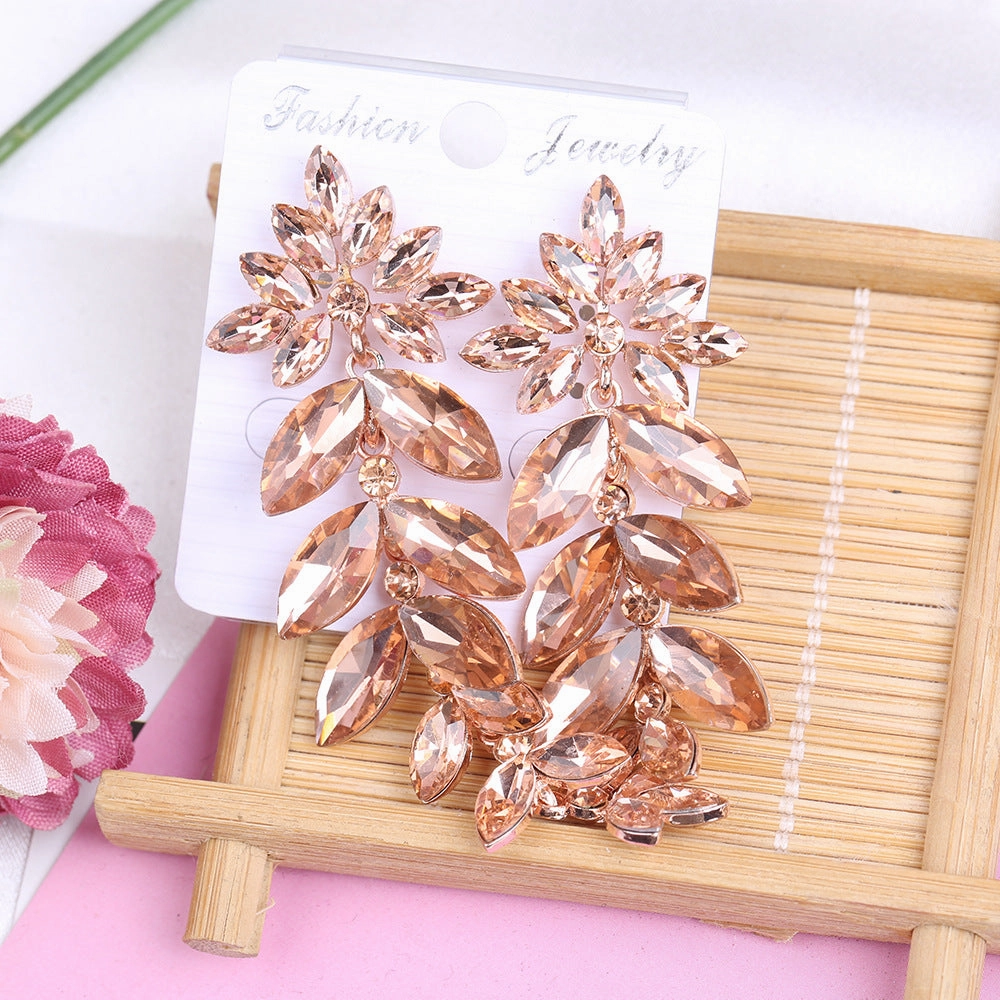 Wholesale Long Crystal Wedding Dress Party Dress Earrings
