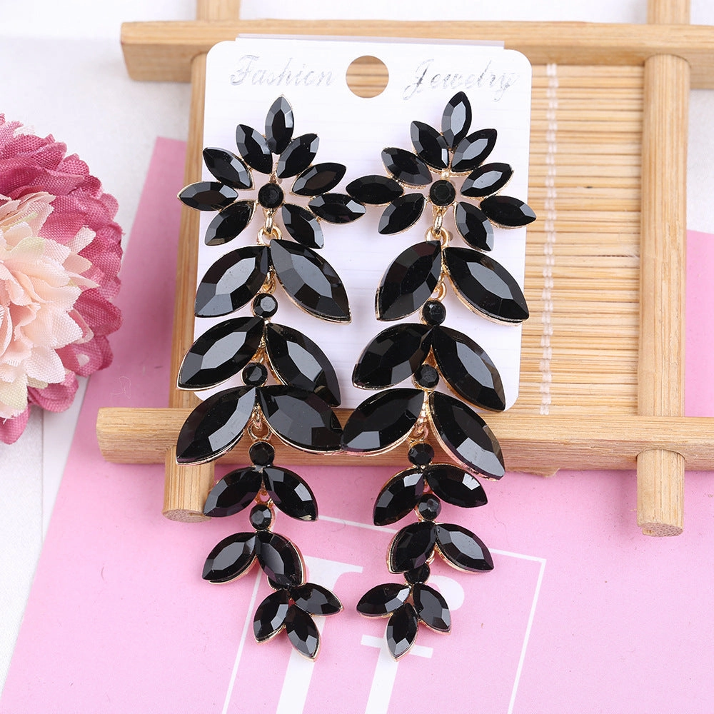 Wholesale Long Crystal Wedding Dress Party Dress Earrings
