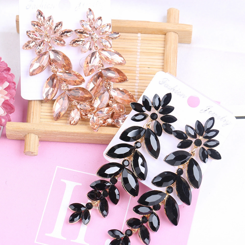 Wholesale Long Crystal Wedding Dress Party Dress Earrings
