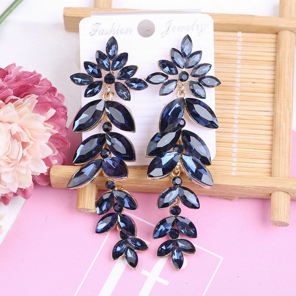 Wholesale Long Crystal Wedding Dress Party Dress Earrings