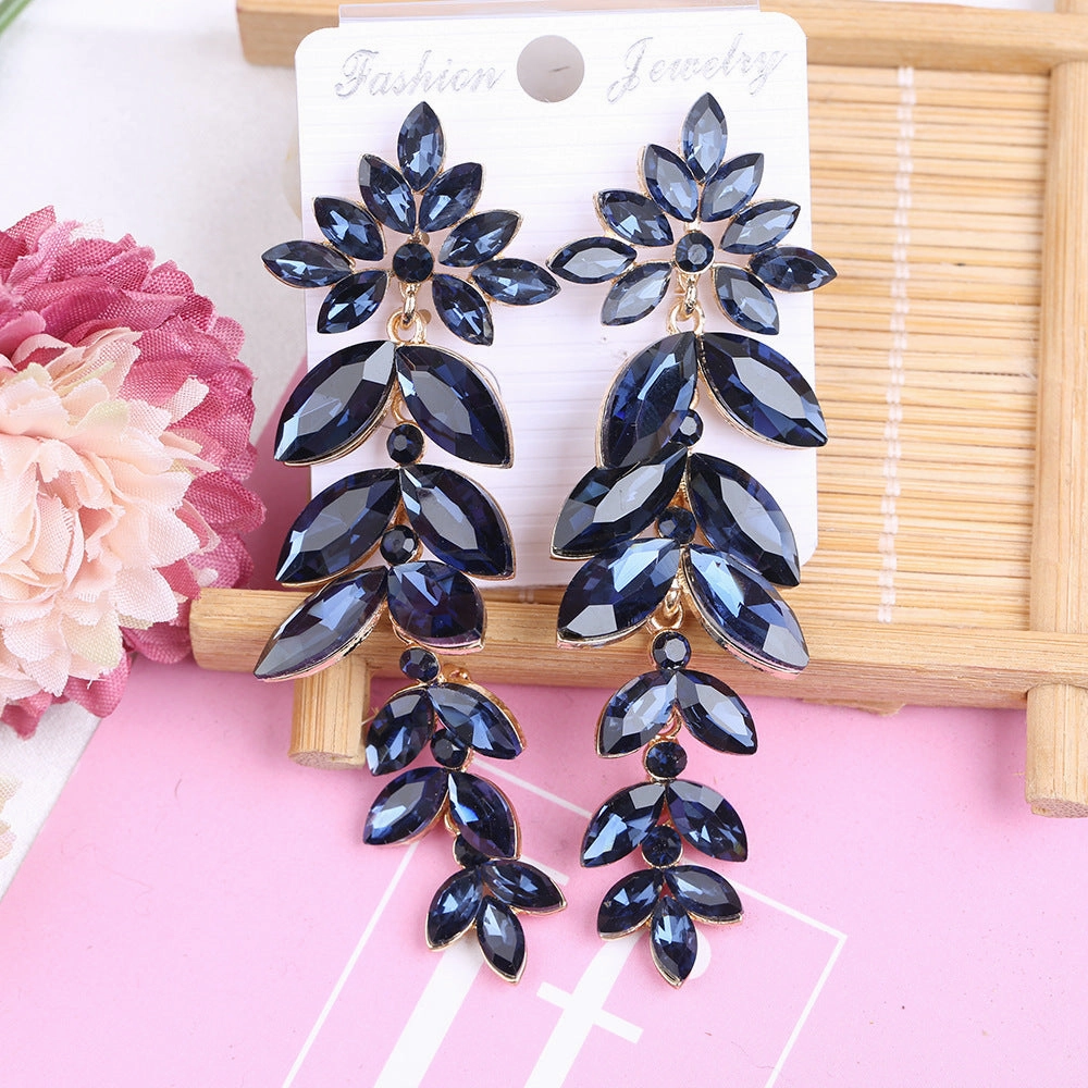 Wholesale Long Crystal Wedding Dress Party Dress Earrings