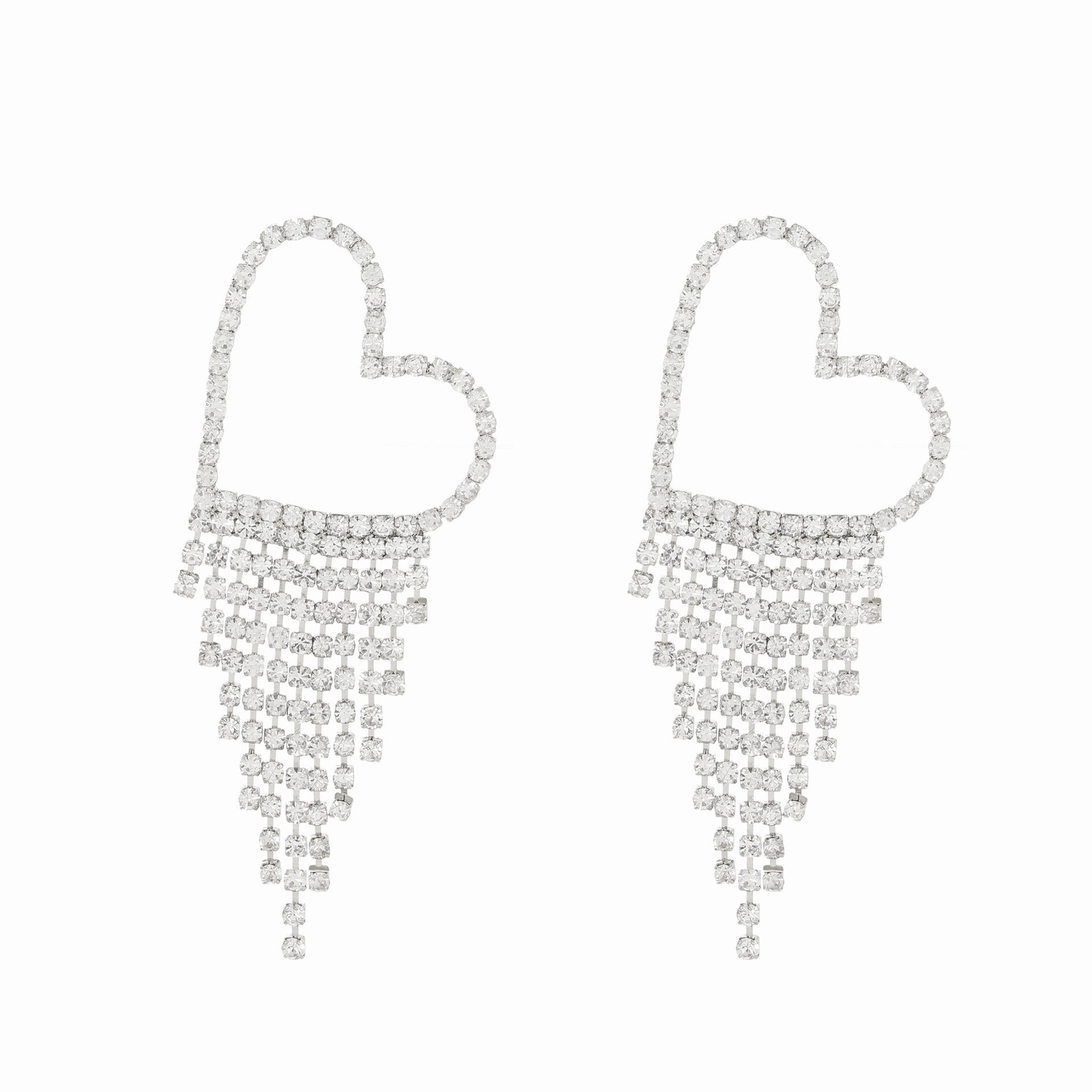 Wholesale Long Diamond Tassel Butterfly Heart Copper Earrings