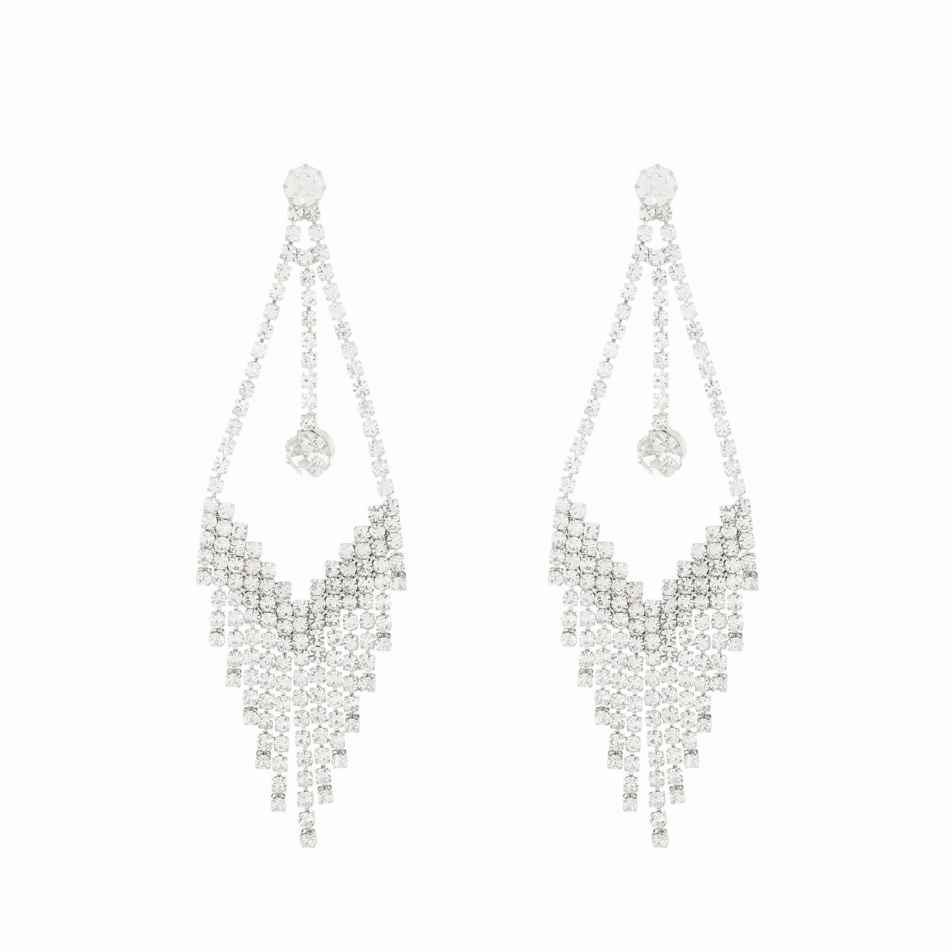 Wholesale Long Diamond Tassel Butterfly Heart Copper Earrings