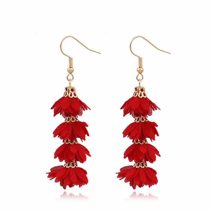Wholesale Long Fabric Alloy Earrings