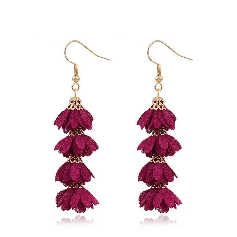 Wholesale Long Fabric Alloy Earrings
