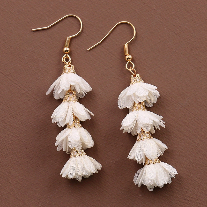 Wholesale Long Fabric Alloy Earrings