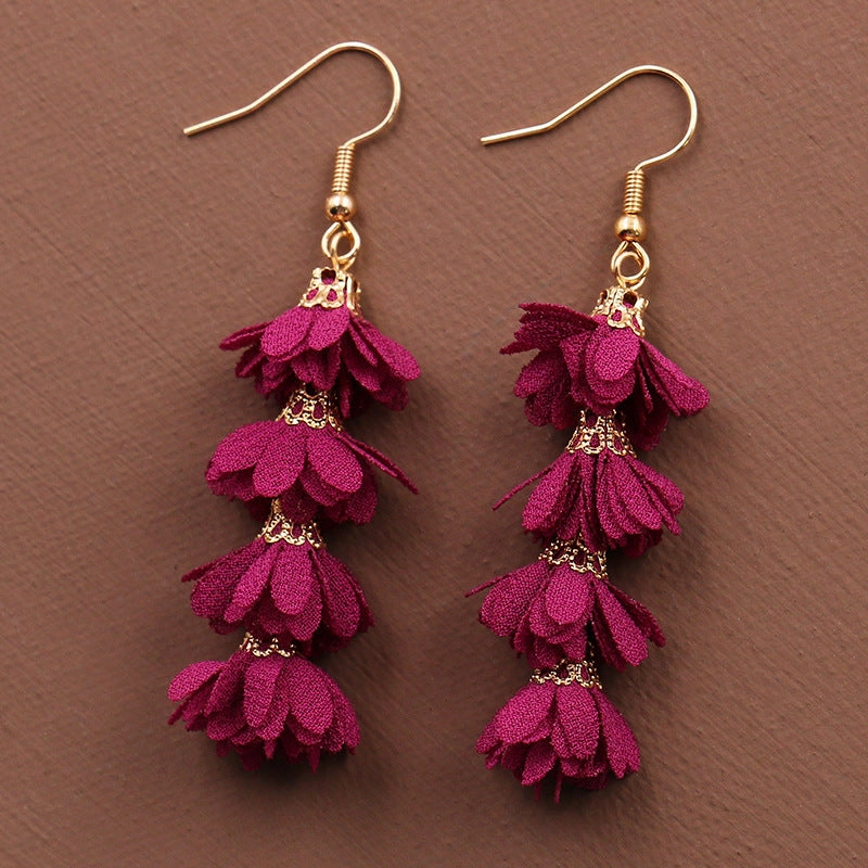 Wholesale Long Fabric Alloy Earrings