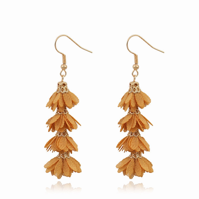 Wholesale Long Fabric Alloy Earrings
