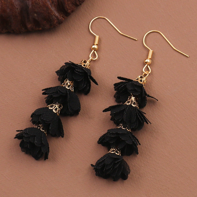 Wholesale Long Fabric Alloy Earrings