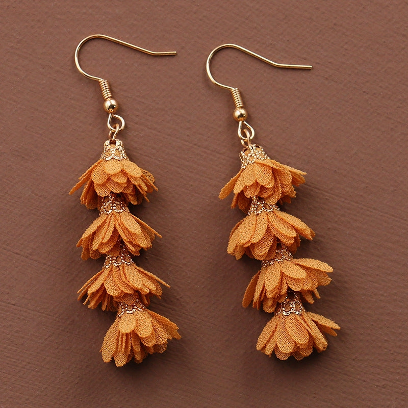 Wholesale Long Fabric Alloy Earrings